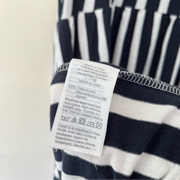 J.Crew Striped Tiered Relaxed Midi Cotton Tank Dress Navy Blue White - Picture 9 of 9